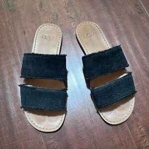 UGG Genuine Suede black Double Strap Slides
